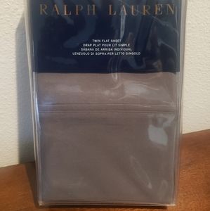 New! Ralph Lauren Twin FLAT SHEET RL 464 Solid Percale MDRN CHRO (Olive Green)